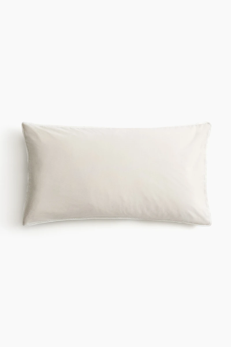 Embroidered-Detail Cotton Pillowcase