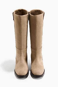 Bottes au genou en cuir velours fendu
