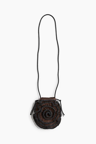 Appliquéd Straw Phone Bag