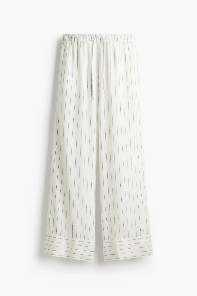 Wide-Leg Linen-Blend Pants