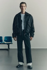 Veste aviateur ample en cuir