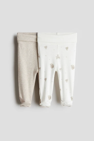 2-pack Cotton Leggings with Covered Feet