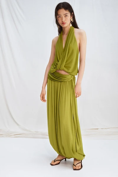 Draped-Panel Balloon-Leg Pants