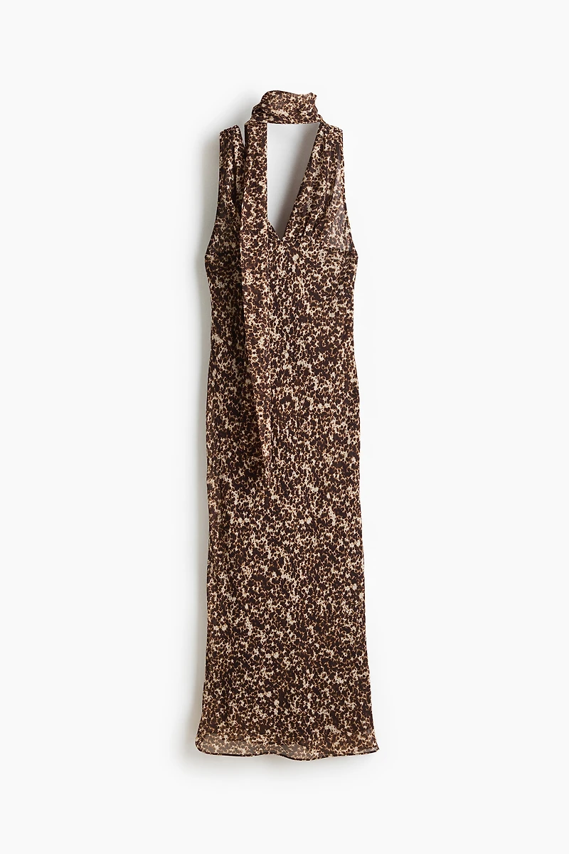 Scarf-Detail Chiffon Dress