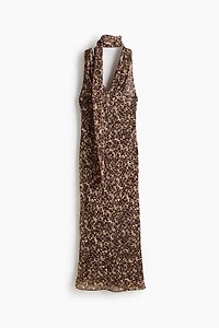 Scarf-Detail Chiffon Dress