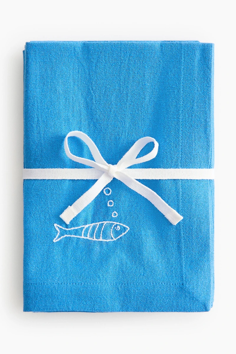 4-Pack Embroidered-Detail Linen-blend Napkins