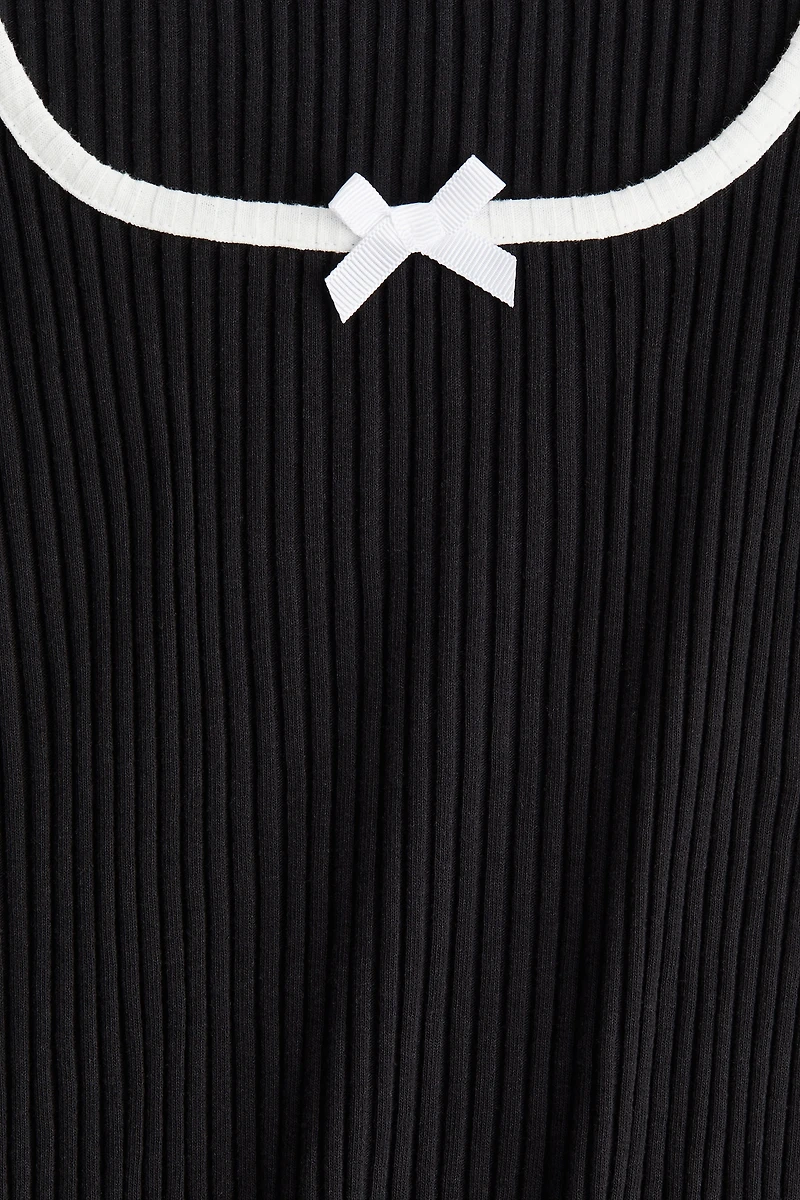Ribbed Dress with Flared Skirt