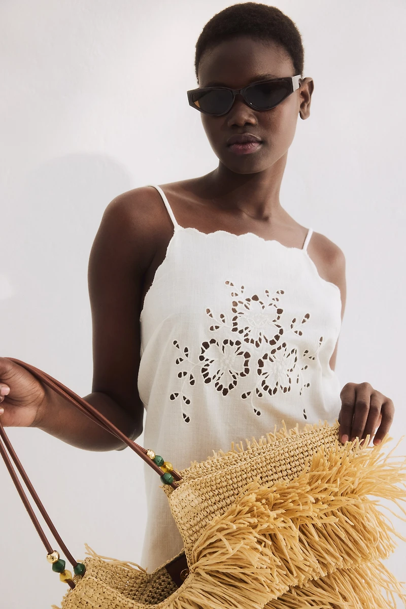 Cotton Beach Dress with Eyelet Embroidery