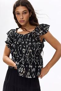 Frill-trimmed cotton top