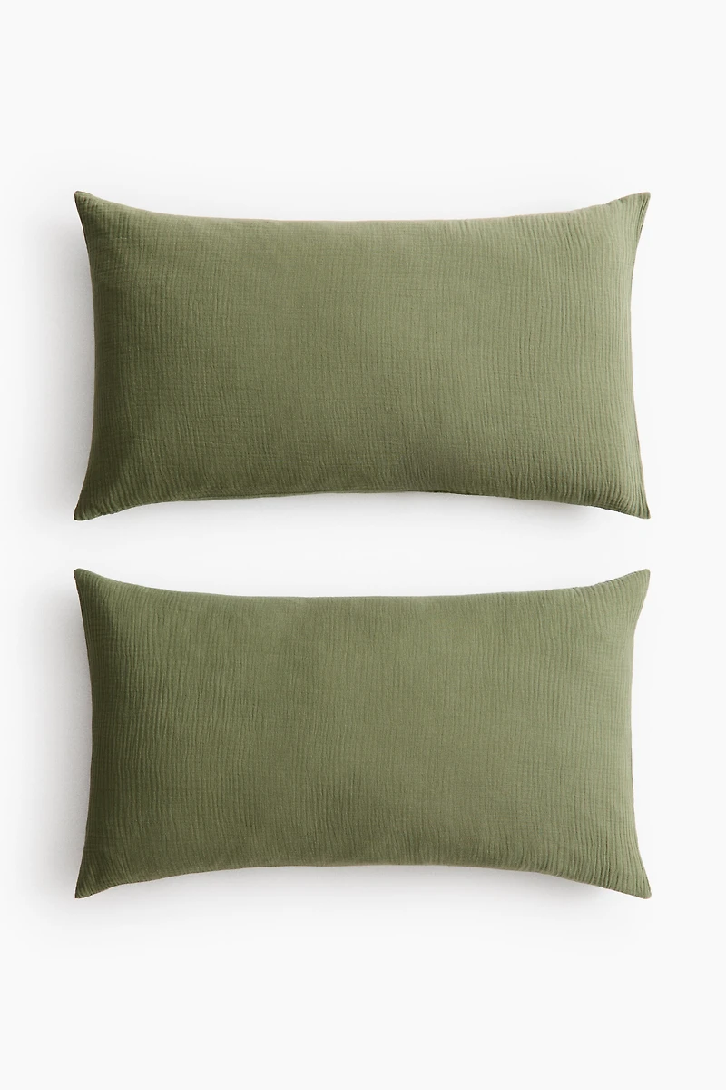 2-Pack Cotton Muslin Pillowcases