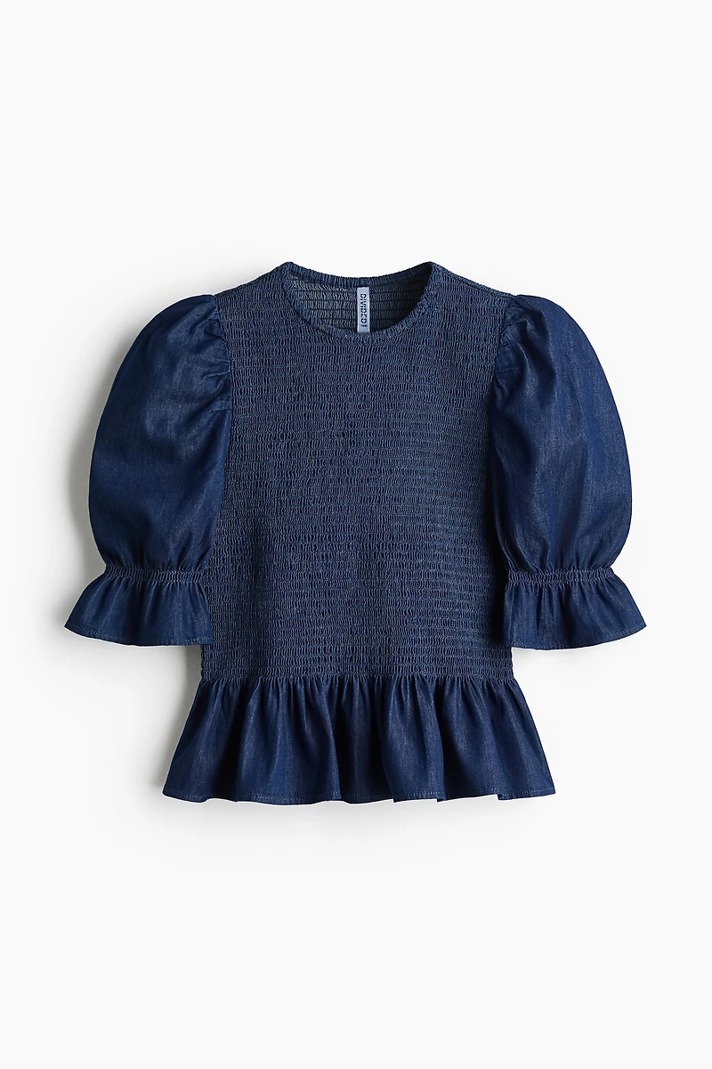 Smocked Denim Blouse