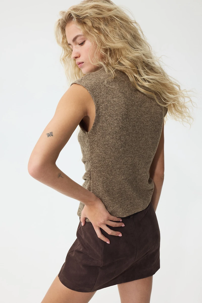 Haut sans manches en tricot côtelé