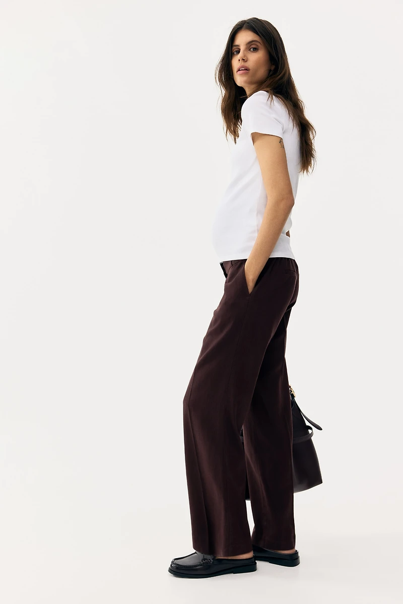 MAMA Linen-Blend Dress Pants