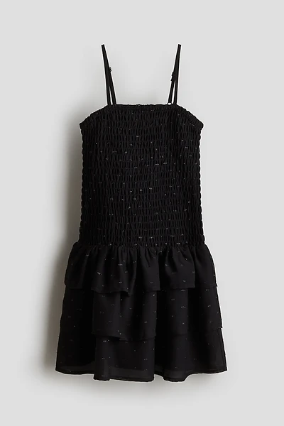 Robe en nid d'abeille à volants