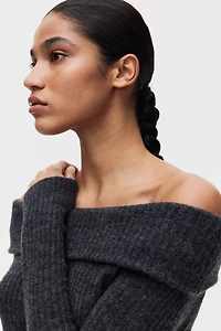 Rib-Knit Off-the-Shoulder Dress