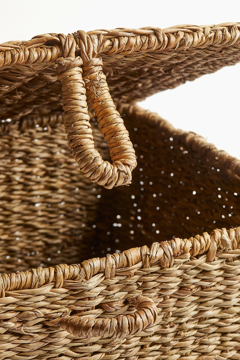 Panier de rangement en jonc de mer avec couvercle