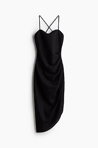 Draped Linen-Blend Dress