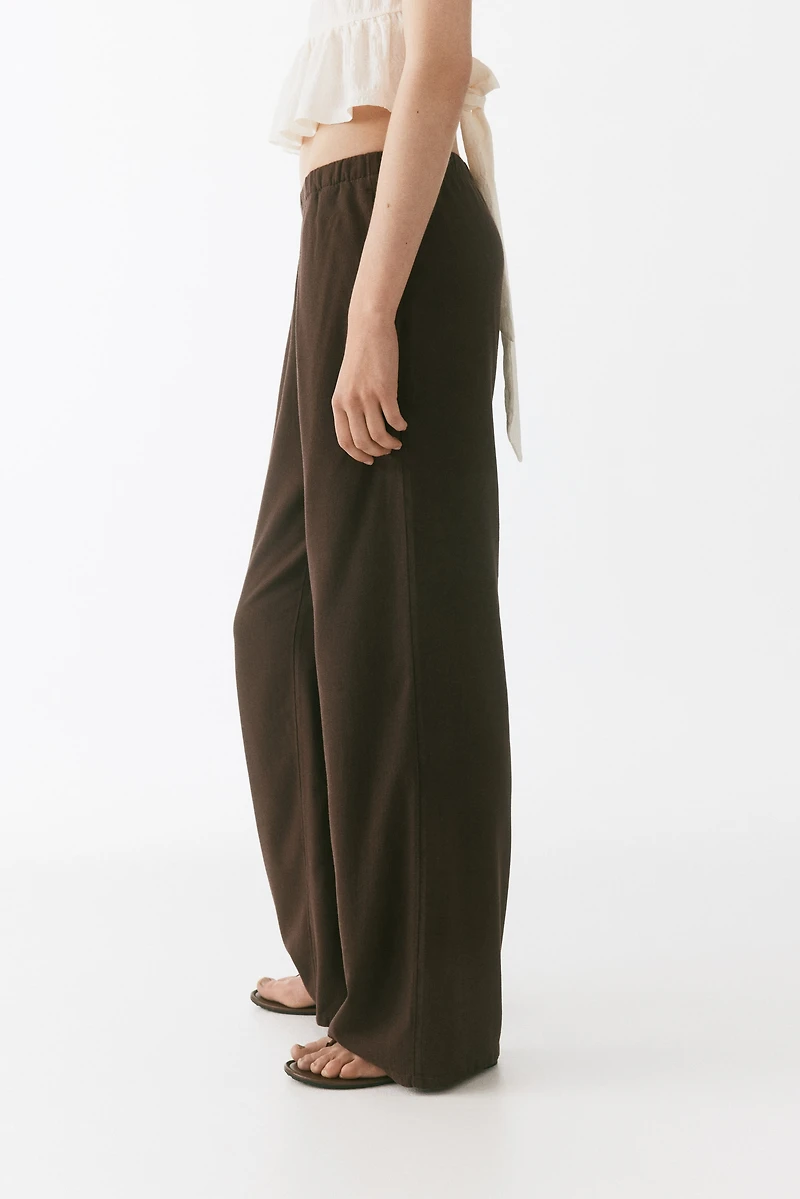 Wide-Leg Linen-Blend Pants