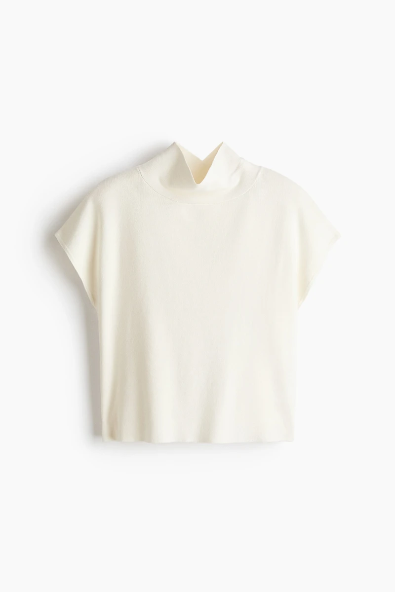 Fine-Knit Mock Turtleneck Top
