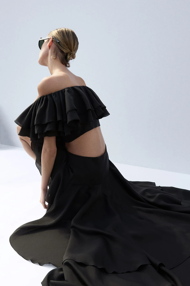 Flounced High-Low Skirt