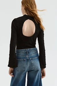 Cutout Jacquard Jersey Top