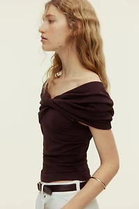 Twist-Detail Off-the-Shoulder Top