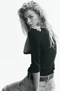 Fitted Boat-Neck Top