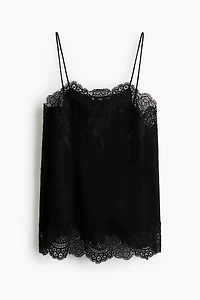 Lace-Trimmed Viscose Top