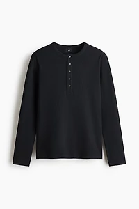 Slim-Fit Ribbed Henley Shirt