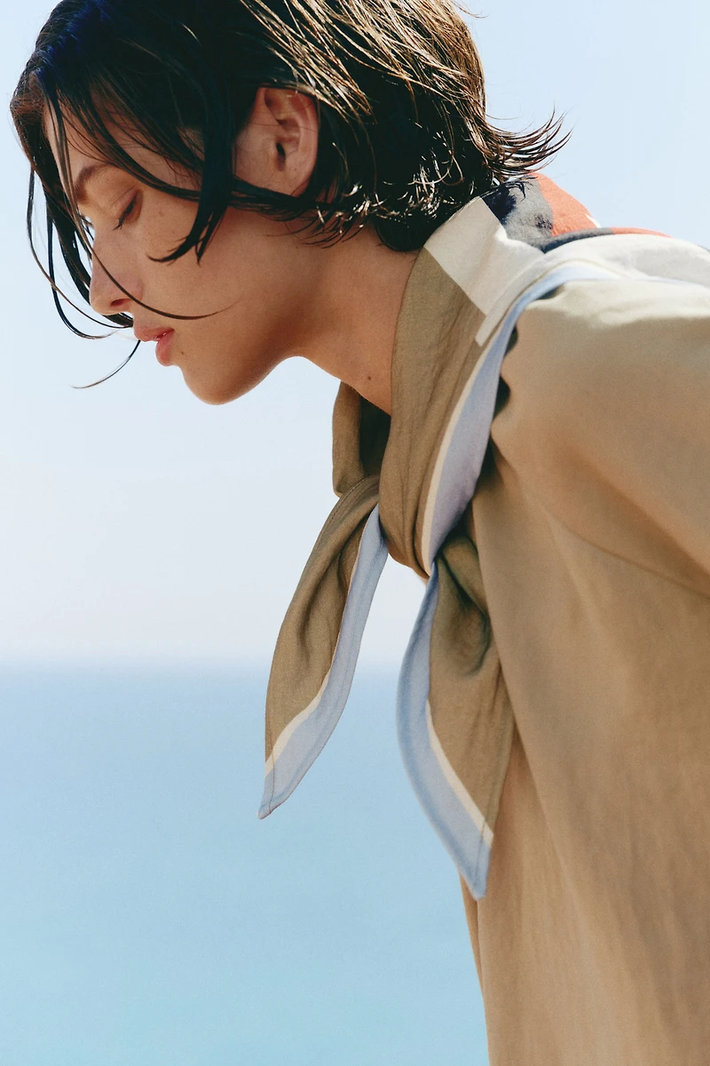 Bubble-Hem Jacket with Scarf