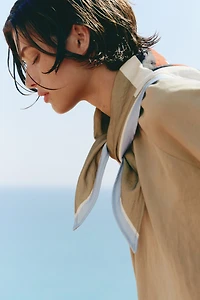 Bubble-Hem Jacket with Scarf