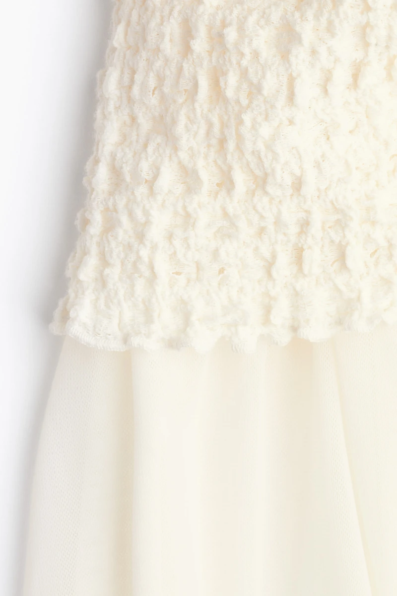Dual-Fabric Bandeau Dress