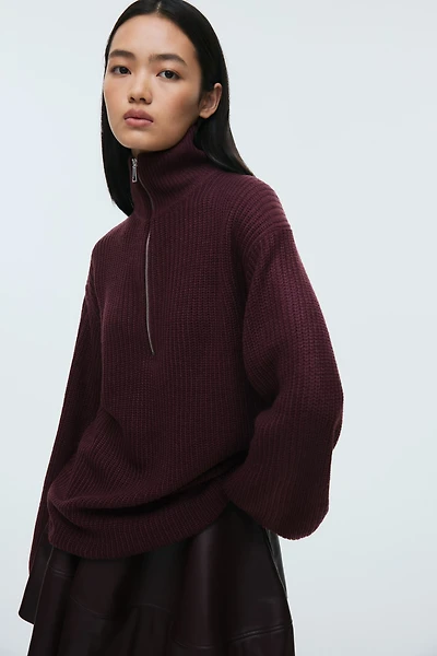 Chunky-Knit Half-Zip Sweater