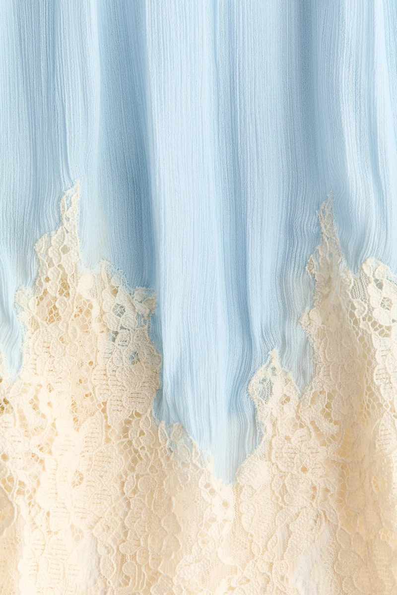 Lace-Trimmed Chiffon Strappy Dress