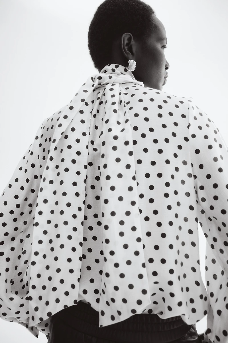 Tie-Neck Chiffon Blouse