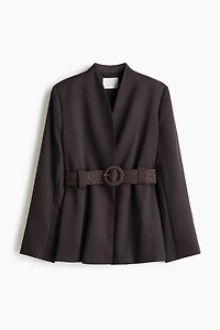 Belted Lapelless Jacket