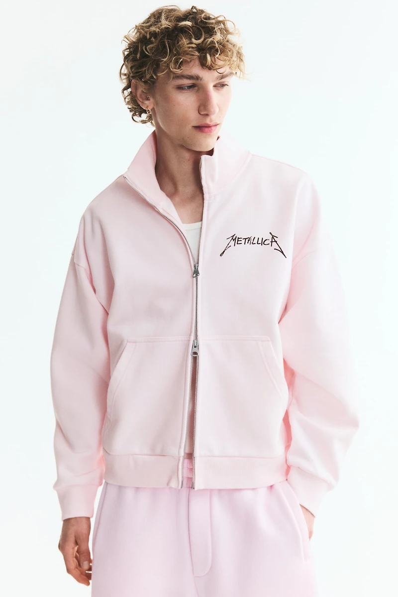 Oversized Printed Jacket with Zipper