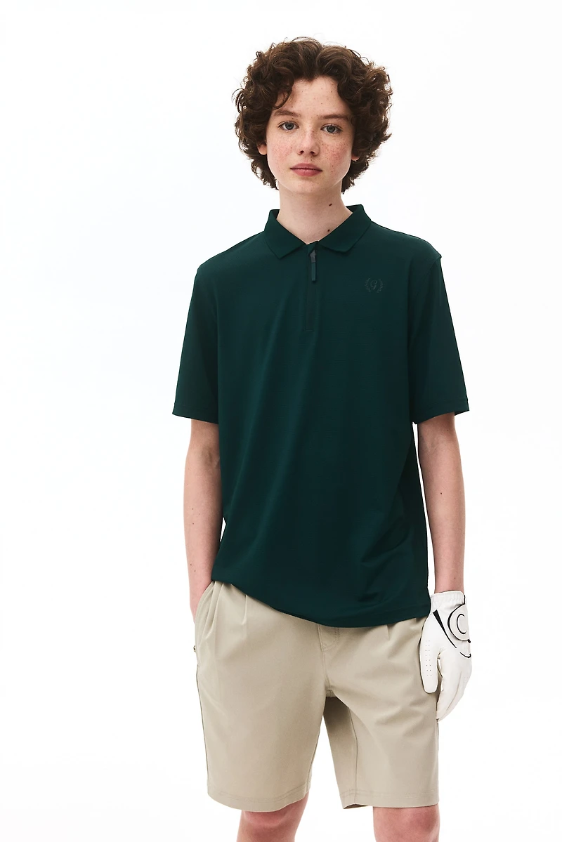 Regular-Fit Half-Zip Sports Polo Shirt
