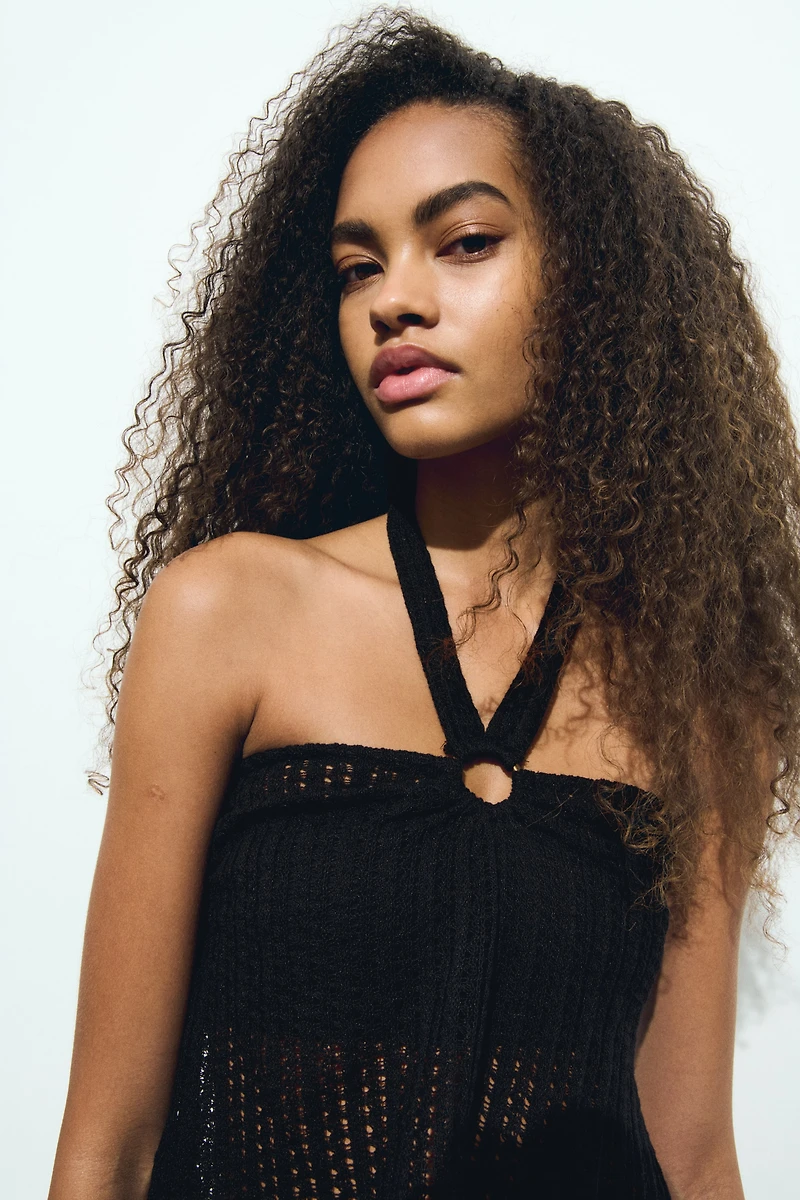 Pointelle Jersey Halterneck Top