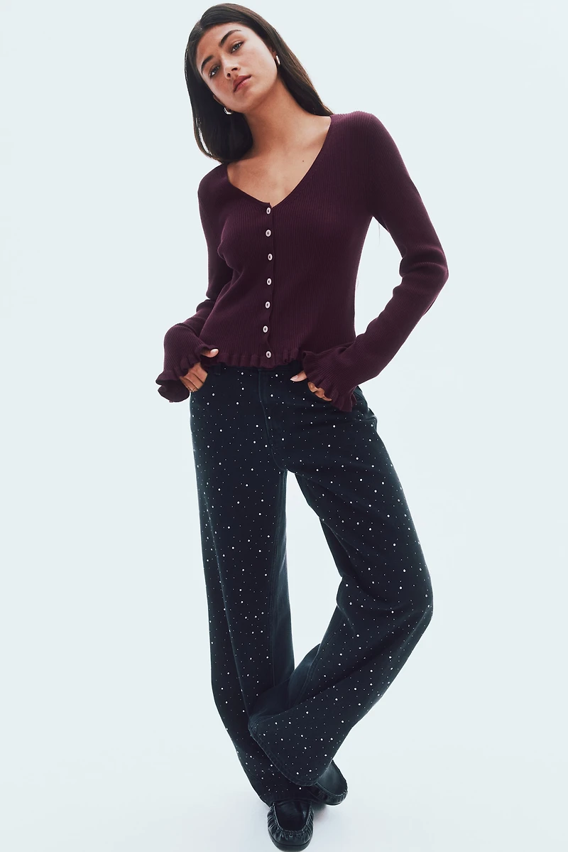 Ruffle-Trimmed Cardigan