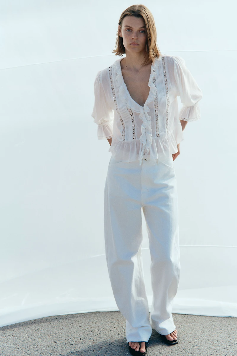 Lace-Trimmed Blouse
