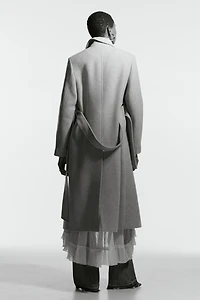 Manteau en laine mélangée avec ceinture à nouer