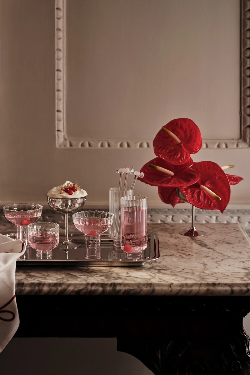 Lot de 2 coupes rainurées en verre