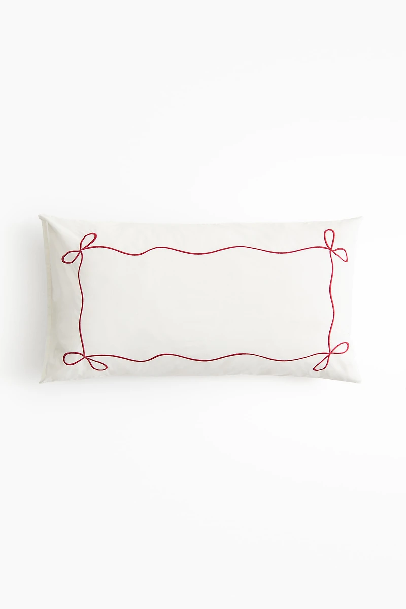 Embroidered Cotton Percale Pillowcase