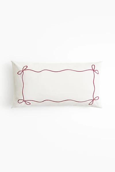 Embroidered Cotton Percale Pillowcase