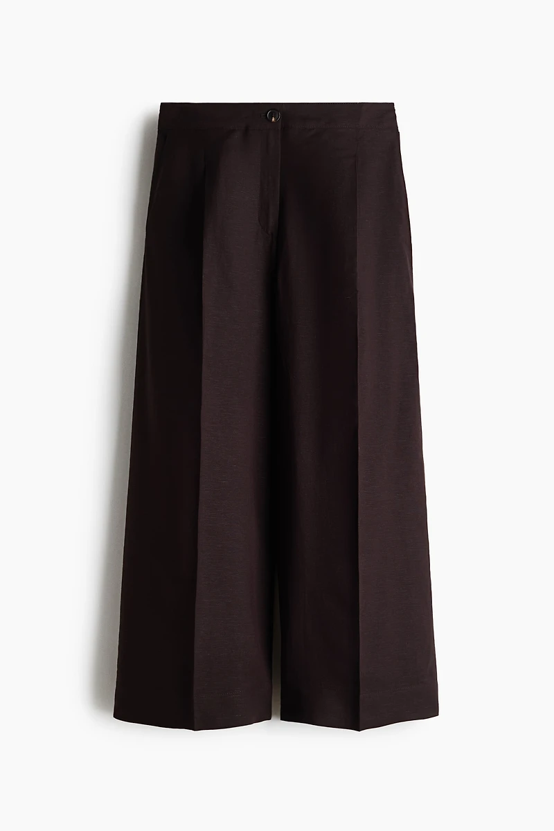 Ankle-Length Linen-Blend Pants