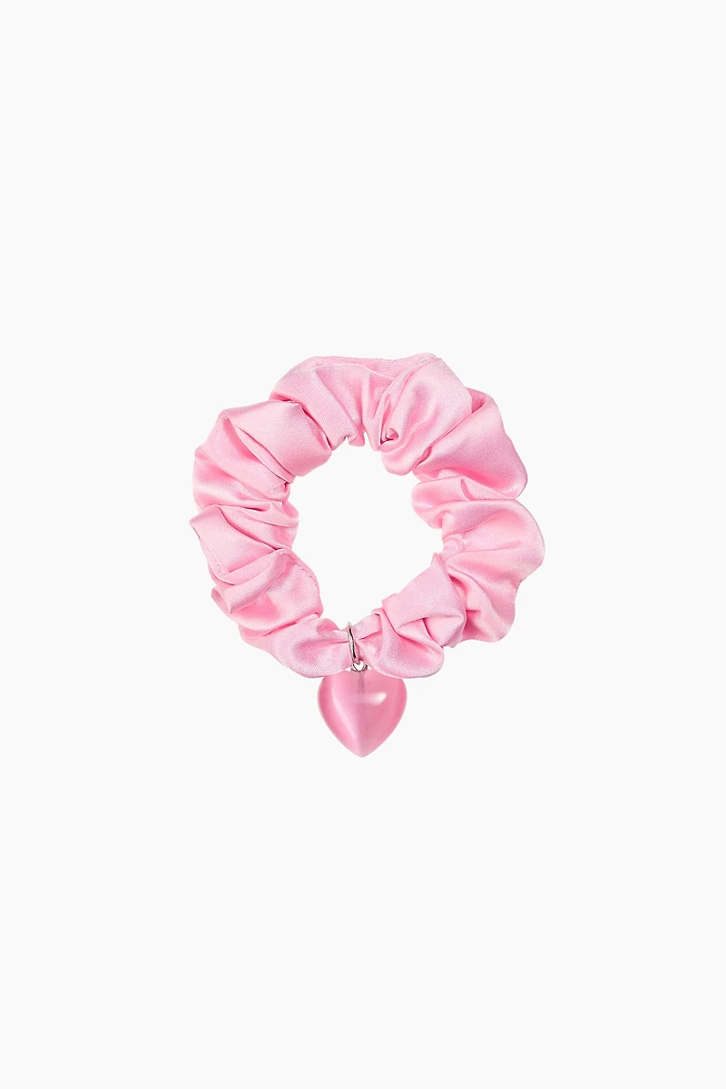 Heart-Detail Satin Scrunchie