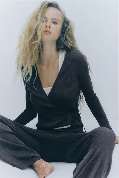 Rib-Knit Wrap Cardigan