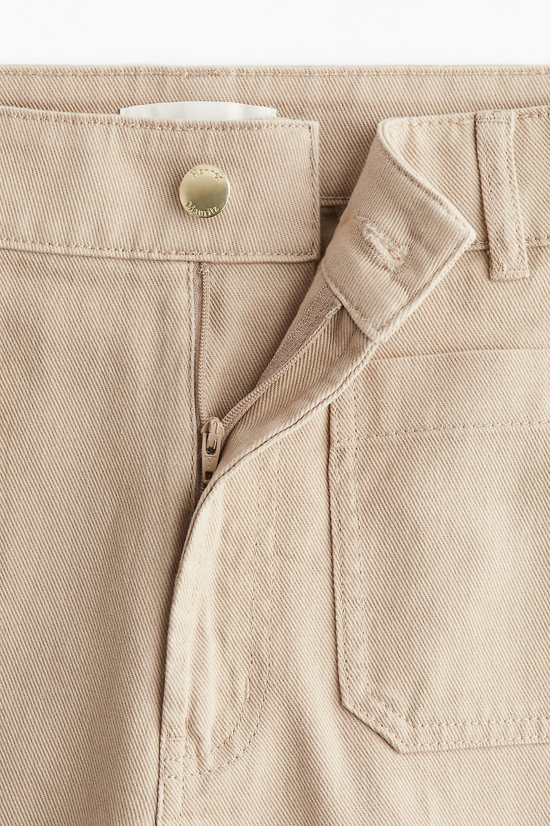 Wide-Leg Twill Pants