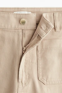 Wide-Leg Twill Pants
